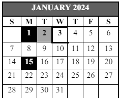 District School Academic Calendar for Wayland Bonds Es for January 2024