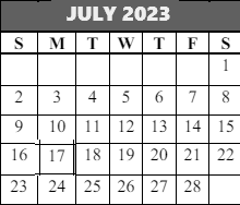 District School Academic Calendar for Wayland Bonds Es for July 2023