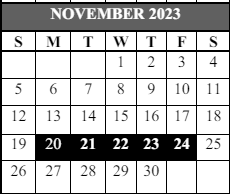 District School Academic Calendar for Wayland Bonds Es for November 2023