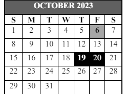 District School Academic Calendar for Wayland Bonds Es for October 2023