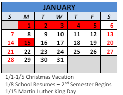 District School Academic Calendar for Paul Hadley Middle Sch for January 2024