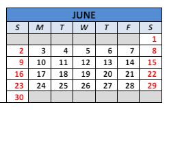District School Academic Calendar for Paul Hadley Middle Sch for June 2024