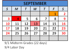 District School Academic Calendar for Paul Hadley Middle Sch for September 2023