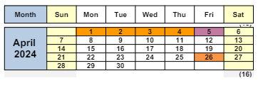 District School Academic Calendar for Clayton Valley High for April 2024