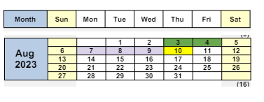 District School Academic Calendar for Horizons Alternative for August 2023