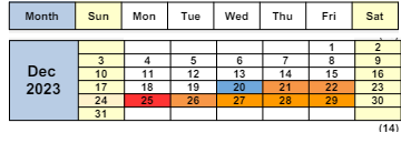 District School Academic Calendar for Sun Terrace Elementary for December 2023
