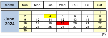 District School Academic Calendar for Glenbrook Middle for June 2024