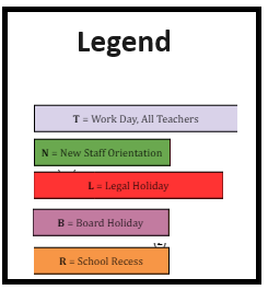 District School Academic Calendar Legend for Horizons Alternative