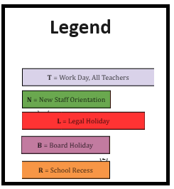 District School Academic Calendar Legend for Valley View Middle