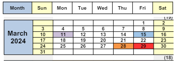 District School Academic Calendar for Diablo View Middle for March 2024