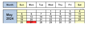 District School Academic Calendar for Bancroft Elementary for May 2024
