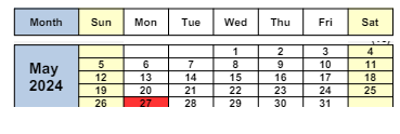 District School Academic Calendar for Horizons Alternative for May 2024