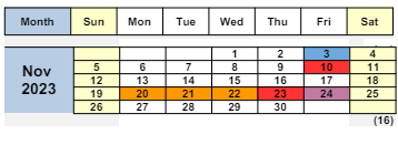 District School Academic Calendar for Oak Grove Middle for November 2023