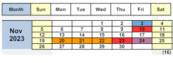 District School Academic Calendar for College Park High for November 2023