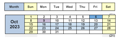 District School Academic Calendar for Diablo Day Community for October 2023