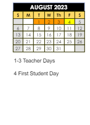 District School Academic Calendar for Mt Comfort Elementary School for August 2023