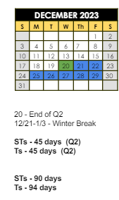 District School Academic Calendar for Mt Comfort Elementary School for December 2023