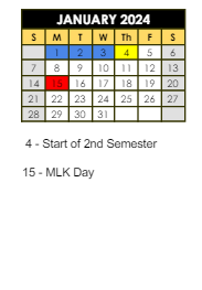 District School Academic Calendar for Mt Comfort Elementary School for January 2024