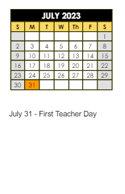 District School Academic Calendar for Mt Comfort Elementary School for July 2023