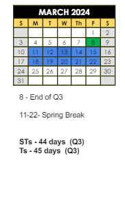 District School Academic Calendar for Mt Comfort Elementary School for March 2024