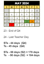 District School Academic Calendar for Mt Comfort Elementary School for May 2024