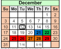 District School Academic Calendar for North View Elementary School for December 2023