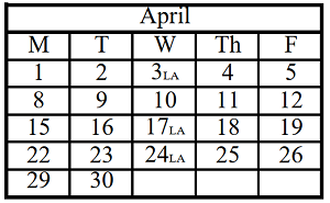 District School Academic Calendar for Steeple Run Elem School for April 2024