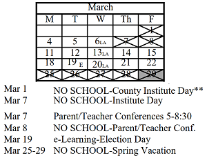 District School Academic Calendar for Steeple Run Elem School for March 2024