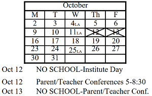 District School Academic Calendar for Steeple Run Elem School for October 2023