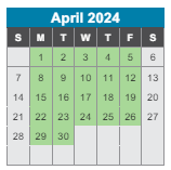 District School Academic Calendar for Granbery Elementary School for April 2024