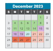 District School Academic Calendar for W A Bass Middle School for December 2023