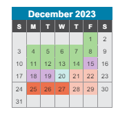 District School Academic Calendar for William Henry Oliver Middle School for December 2023