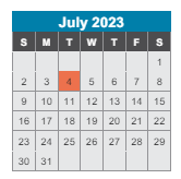 District School Academic Calendar for A Z Kelley Elementary School for July 2023