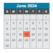 District School Academic Calendar for A Z Kelley Elementary School for June 2024