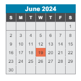 District School Academic Calendar for Dodson Elementary School for June 2024