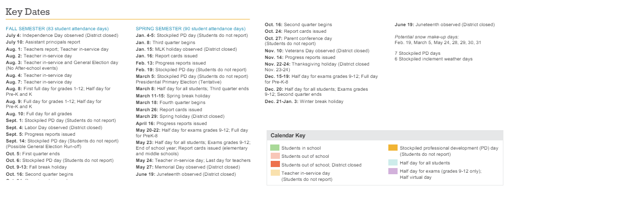 District School Academic Calendar Key for Harpeth Valley Elementary