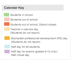 District School Academic Calendar Legend for A Z Kelley Elementary School