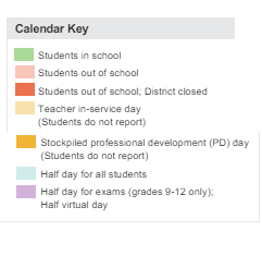 District School Academic Calendar Legend for Julia Green Elementary School