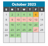 District School Academic Calendar for A Z Kelley Elementary School for October 2023