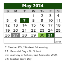 District School Academic Calendar for Charles Allen Prosser Sch Of Tech for May 2024