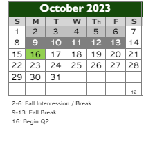 District School Academic Calendar for Charles Allen Prosser Sch Of Tech for October 2023