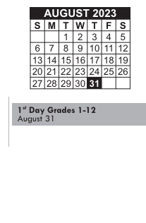 District School Academic Calendar for James B Congdon for August 2023