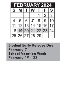 District School Academic Calendar for James B Congdon for February 2024