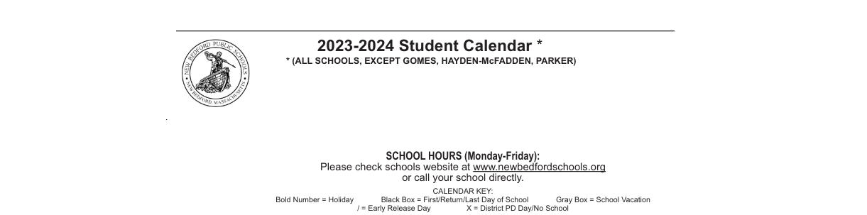 District School Academic Calendar Key for James B Congdon
