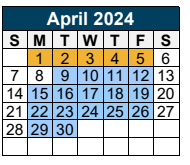 District School Academic Calendar for Project Restore for April 2024