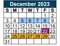 District School Academic Calendar for Valley Ranch Elementary for December 2023
