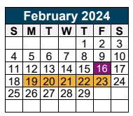 District School Academic Calendar for The Learning Ctr for February 2024