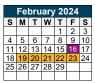 District School Academic Calendar for New Caney Sp Ed for February 2024