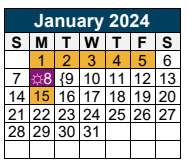 District School Academic Calendar for New Caney Sixth Grade Campus for January 2024