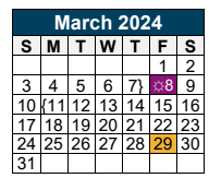District School Academic Calendar for Project Restore for March 2024